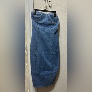 Forever 21 Strapless Denim Midi Dress